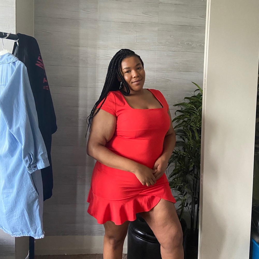 Coral cap sleeve dress
